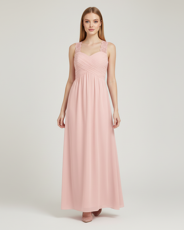Jugendweihe Kleid Pink Blumen Spitze Chiffon Lang - Ansicht 5