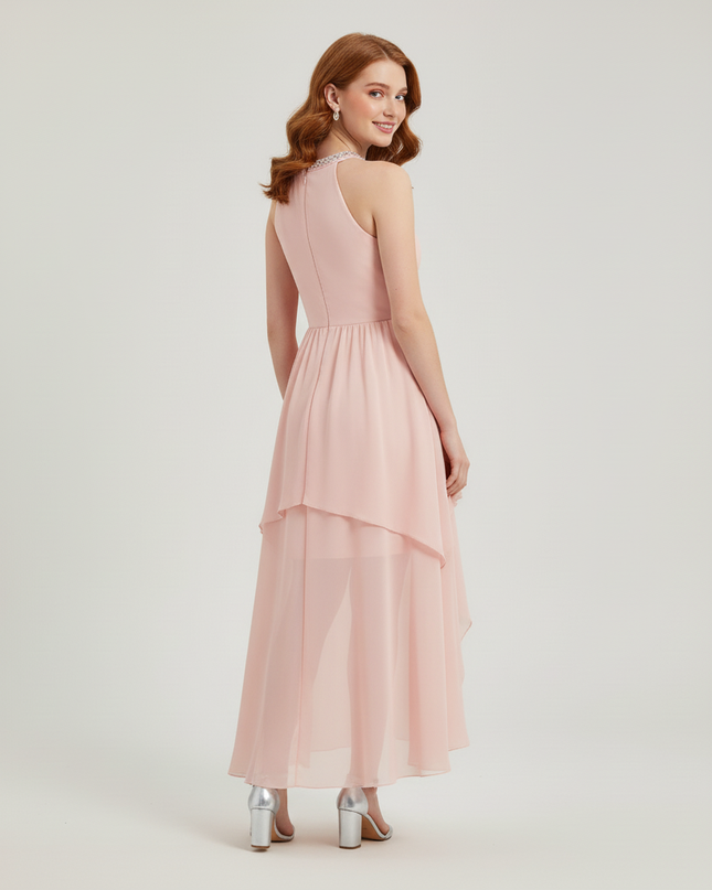 Jugendweihe Kleid Pink Chiffon Kinder - Halter Festkleid - Ansicht 2