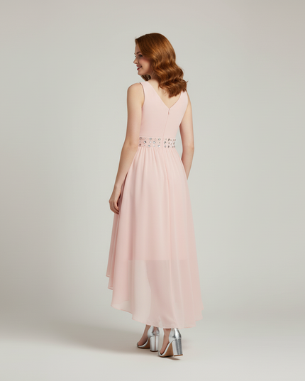 Jugendweihe Kleid Pink Gerafft Hi-Low Kinder - Ansicht 2