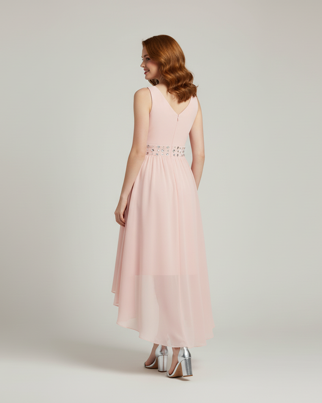 Jugendweihe Kleid Pink Gerafft Hi-Low Kinder - Ansicht 2