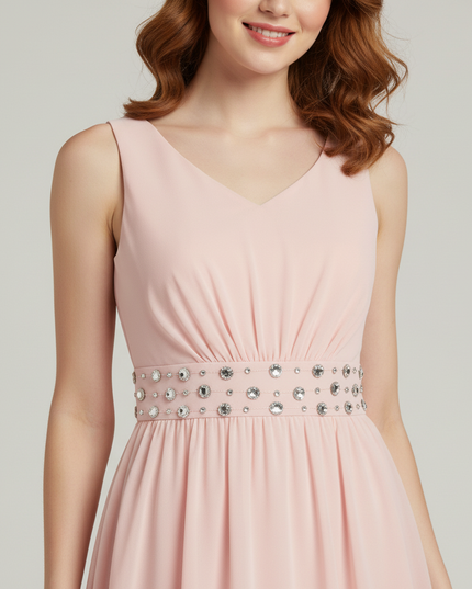 Jugendweihe Kleid Pink Gerafft Hi-Low Kinder - Ansicht 4
