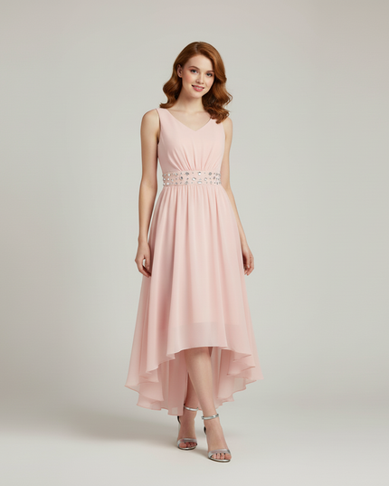 Jugendweihe Kleid Pink Gerafft Hi-Low Kinder - Ansicht 5