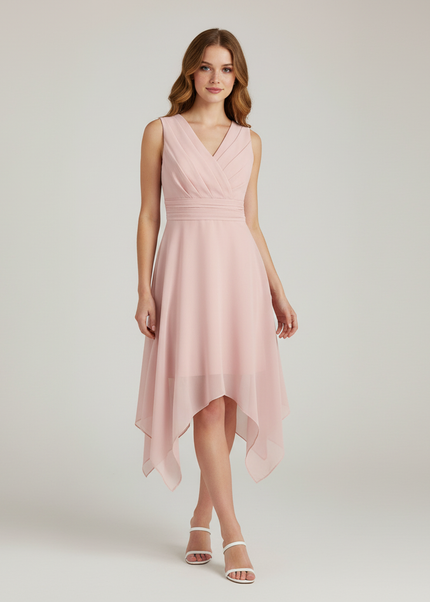Jugendweihe Kleid Pink Klassisch Chiffon | Festkleid - Ansicht 1