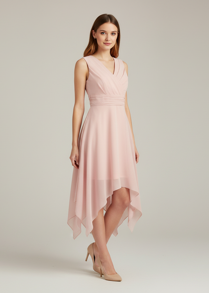 Jugendweihe Kleid Pink Neckholder | Chiffon Festkleid - Ansicht 1