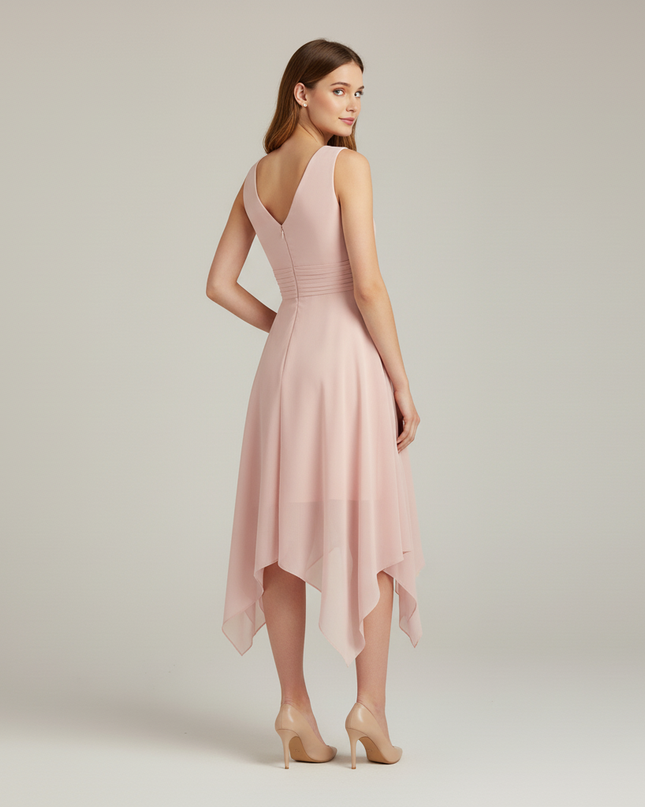 Jugendweihe Kleid Pink Neckholder | Chiffon Festkleid - Ansicht 2