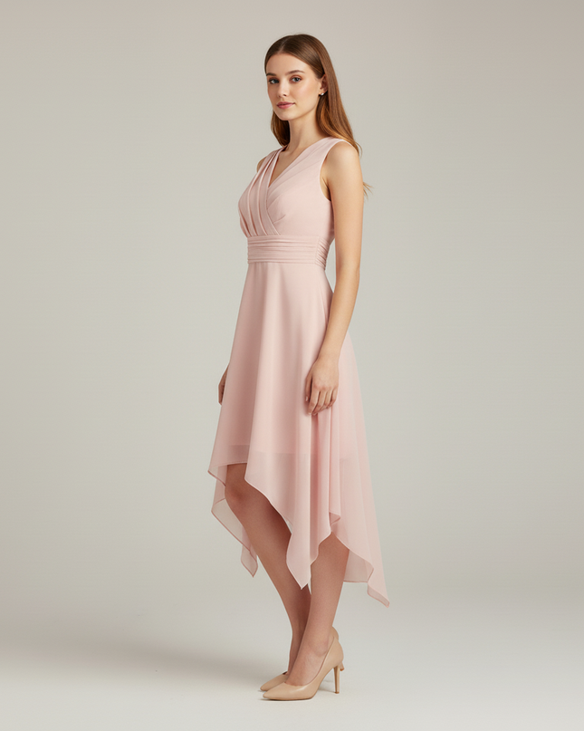 Jugendweihe Kleid Pink Neckholder | Chiffon Festkleid - Ansicht 3