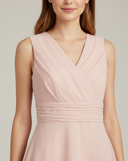 Jugendweihe Kleid Pink Neckholder | Chiffon Festkleid - Ansicht 4