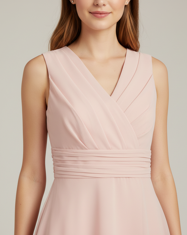 Jugendweihe Kleid Pink Neckholder | Chiffon Festkleid - Ansicht 4