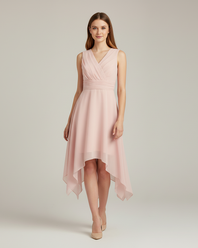 Jugendweihe Kleid Pink Neckholder | Chiffon Festkleid - Ansicht 5