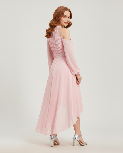 Jugendweihe Kleid Pink Rueschen Chiffon Halter Kinder - Ansicht 2