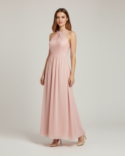 Jugendweihe Kleid Pink Spitze Blumen Lang Kinder - Ansicht 5