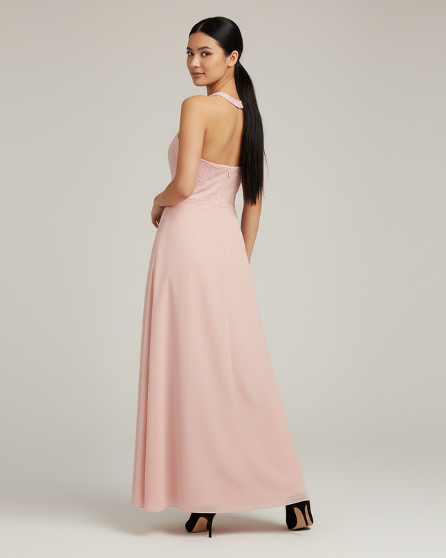 Jugendweihe Kleid Pink Spitze Lang Halter Madchen - Ansicht 2
