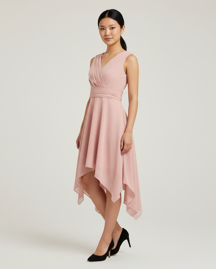 Jugendweihe Kleid Rosa Asymmetrisch Brautjungfer | Kids - Ansicht 1