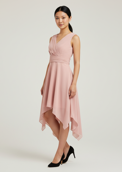 Jugendweihe Kleid Rosa Asymmetrisch Brautjungfer | Kids - Ansicht 1