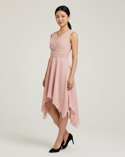 Jugendweihe Kleid Rosa Asymmetrisch Brautjungfer | Kids - Ansicht 3