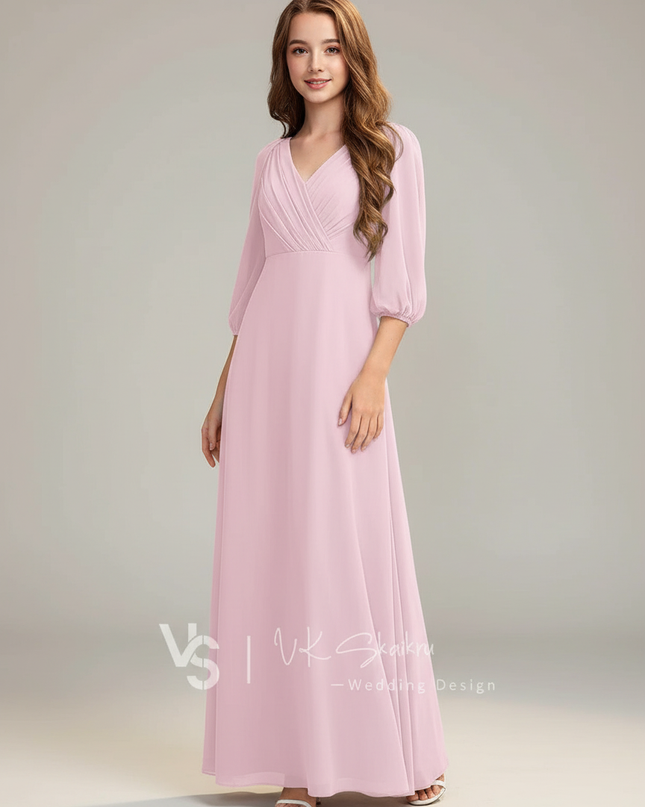 Jugendweihe Kleid Rosa Candy Pink Chiffon | A-Linie - Ansicht 1