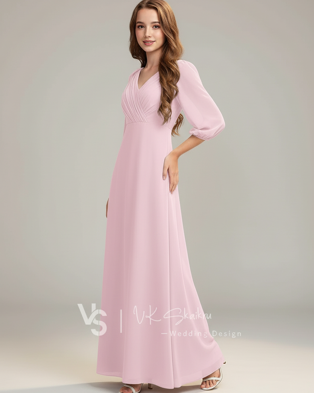 Jugendweihe Kleid Rosa Candy Pink Chiffon | A-Linie - Ansicht 3