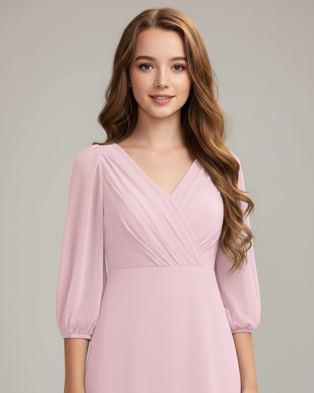 Jugendweihe Kleid Rosa Candy Pink Chiffon | A-Linie - Ansicht 4
