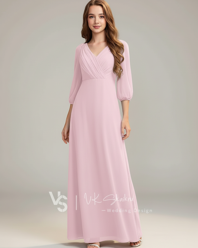 Jugendweihe Kleid Rosa Candy Pink Chiffon | A-Linie - Ansicht 5