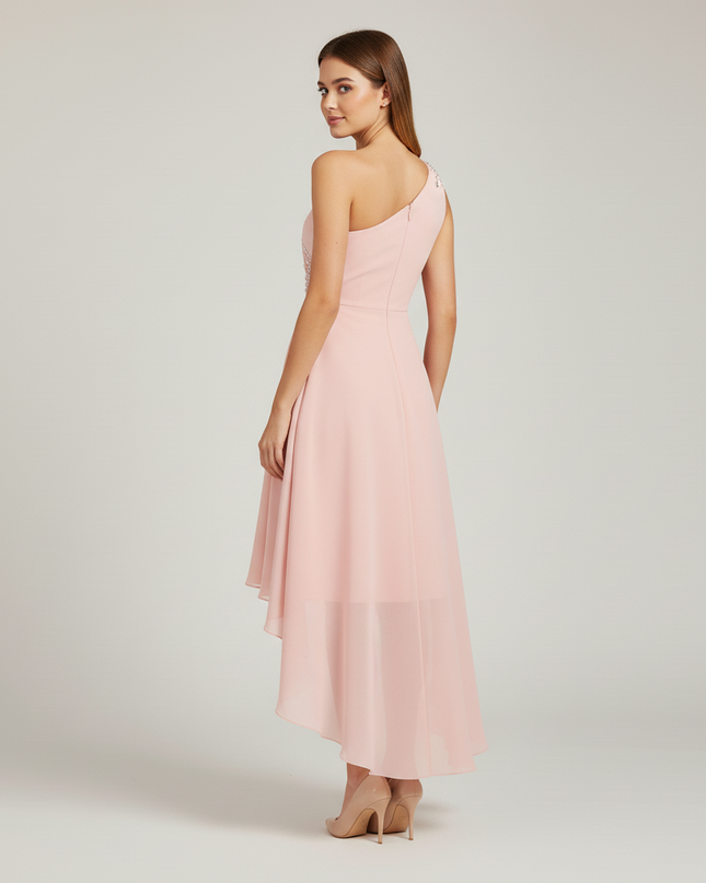 Jugendweihe Kleid rosa Chiffon einschultrig Kind - Ansicht 2