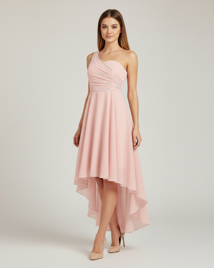 Jugendweihe Kleid rosa Chiffon einschultrig Kind - Ansicht 5