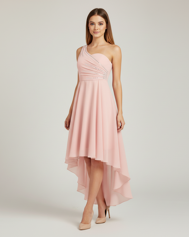 Jugendweihe Kleid rosa Chiffon einschultrig Kind - Ansicht 5
