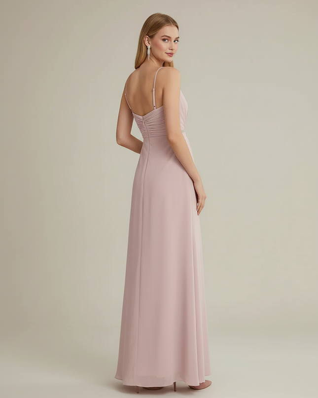 Jugendweihe Kleid Rosa Chiffon Schlitz Pailletten - Ansicht 2