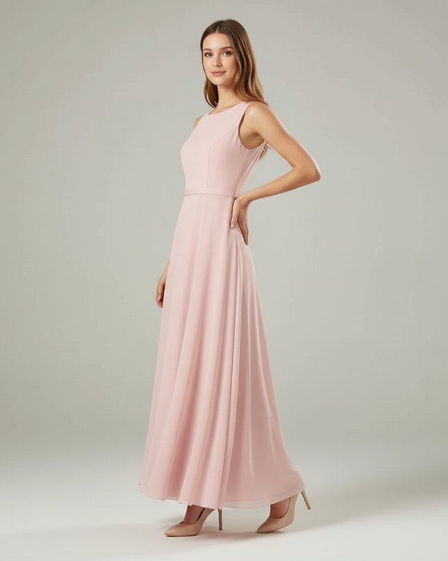 Jugendweihe Kleid Rosa Chiffon Traeger Maedchen - Ansicht 3