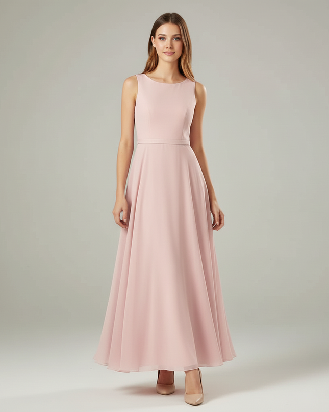 Jugendweihe Kleid Rosa Chiffon Traeger Maedchen - Ansicht 5