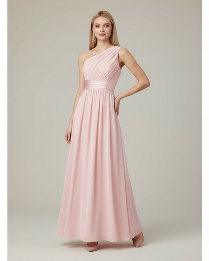 Jugendweihe Kleid Rosa Einschultrig Brautjungfer | A-Linie - Ansicht 1