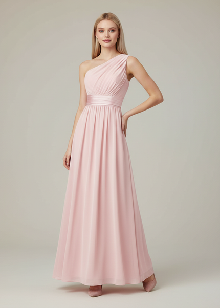Jugendweihe Kleid Rosa Einschultrig Brautjungfer | A-Linie - Ansicht 1