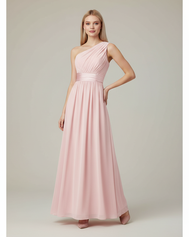 Jugendweihe Kleid Rosa Einschultrig Brautjungfer | A-Linie - Ansicht 1