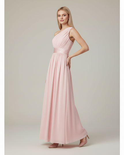 Jugendweihe Kleid Rosa Einschultrig Brautjungfer | A-Linie - Ansicht 3
