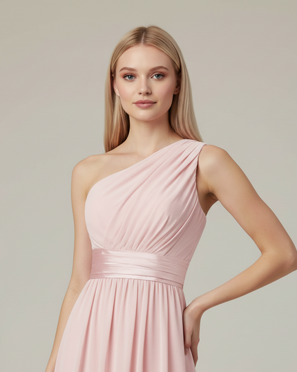Jugendweihe Kleid Rosa Einschultrig Brautjungfer | A-Linie - Ansicht 4