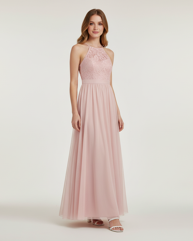 Jugendweihe Kleid Rosa Halterneck Spitze Kind - Ansicht 1