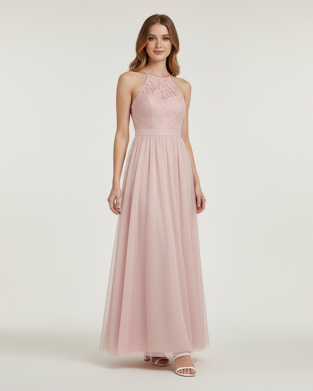 Jugendweihe Kleid Rosa Halterneck Spitze Kind - Ansicht 5