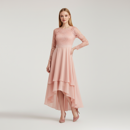 Jugendweihe Kleid Rosa Kurz | Festkleid Maedchen - Ansicht 1