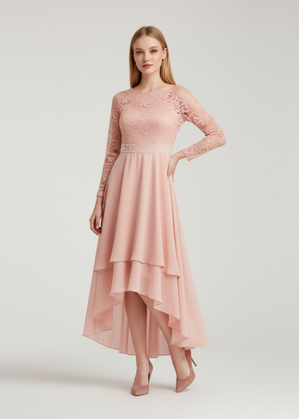 Jugendweihe Kleid Rosa Kurz | Festkleid Maedchen - Ansicht 1