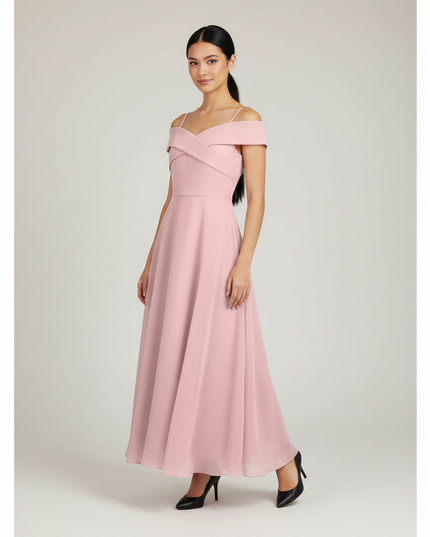 Jugendweihe Kleid Rosa Off-Shoulder Chiffon Teenager - Ansicht 1
