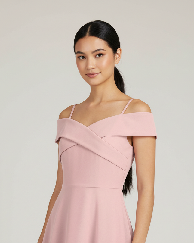Jugendweihe Kleid Rosa Off-Shoulder Chiffon Teenager - Ansicht 4