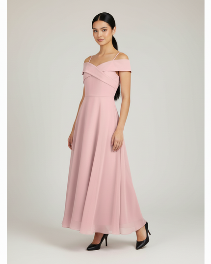 Jugendweihe Kleid Rosa Off-Shoulder Chiffon Teenager - Ansicht 5