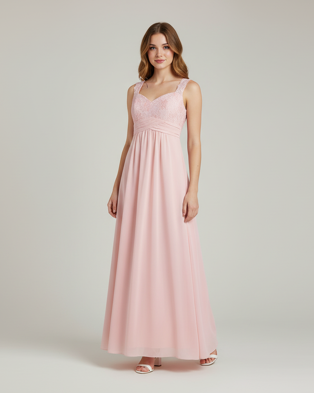 Jugendweihe Kleid Rosa Perle Spitze Blumen Chiffon - Ansicht 1