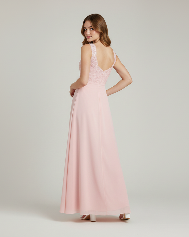Jugendweihe Kleid Rosa Perle Spitze Blumen Chiffon - Ansicht 2