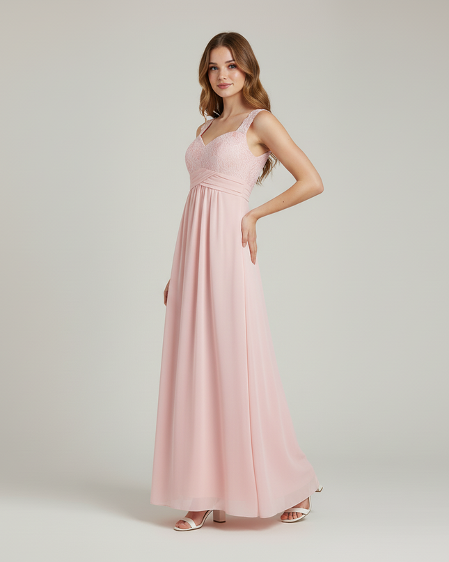 Jugendweihe Kleid Rosa Perle Spitze Blumen Chiffon - Ansicht 3