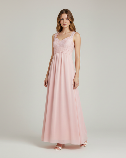 Jugendweihe Kleid Rosa Perle Spitze Blumen Chiffon - Ansicht 5