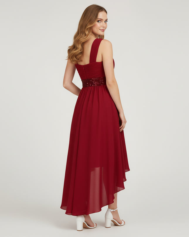 Jugendweihe Kleid Rot Dunkel Bodenlang | Maedchen Festkleid - Ansicht 2