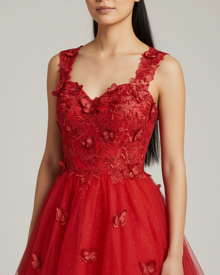 Jugendweihe Kleid Rot Kurz Cocktail Festlich | Alle Groessen - Ansicht 4