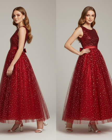 Jugendweihe Kleid Rot Lang Teenager Festlich - Ansicht 3