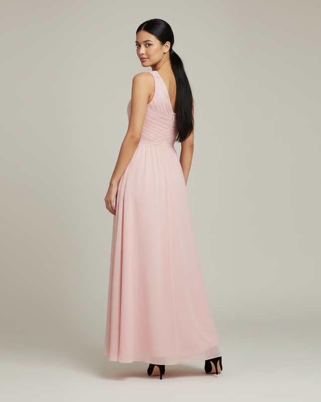 Jugendweihe Kleid Rot Pink One-Shoulder Tuell | Lang - Ansicht 2