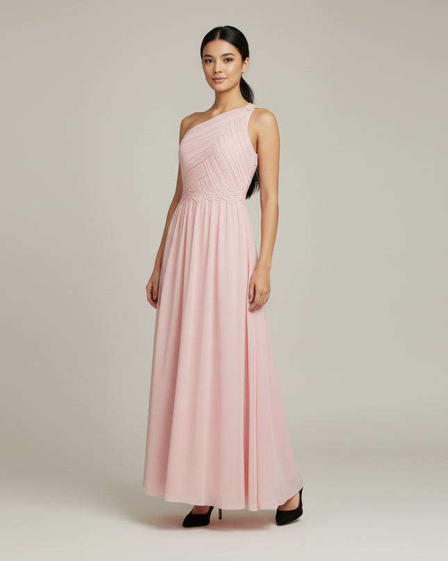Jugendweihe Kleid Rot Pink One-Shoulder Tuell | Lang - Ansicht 5